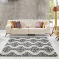 thumbnail image 2 of Ladole Rugs Modern Soft Trellis Geometric Bedroom Dining room Living Room Carpet Area Rug in Ivory-Dark Grey, 2 of 4