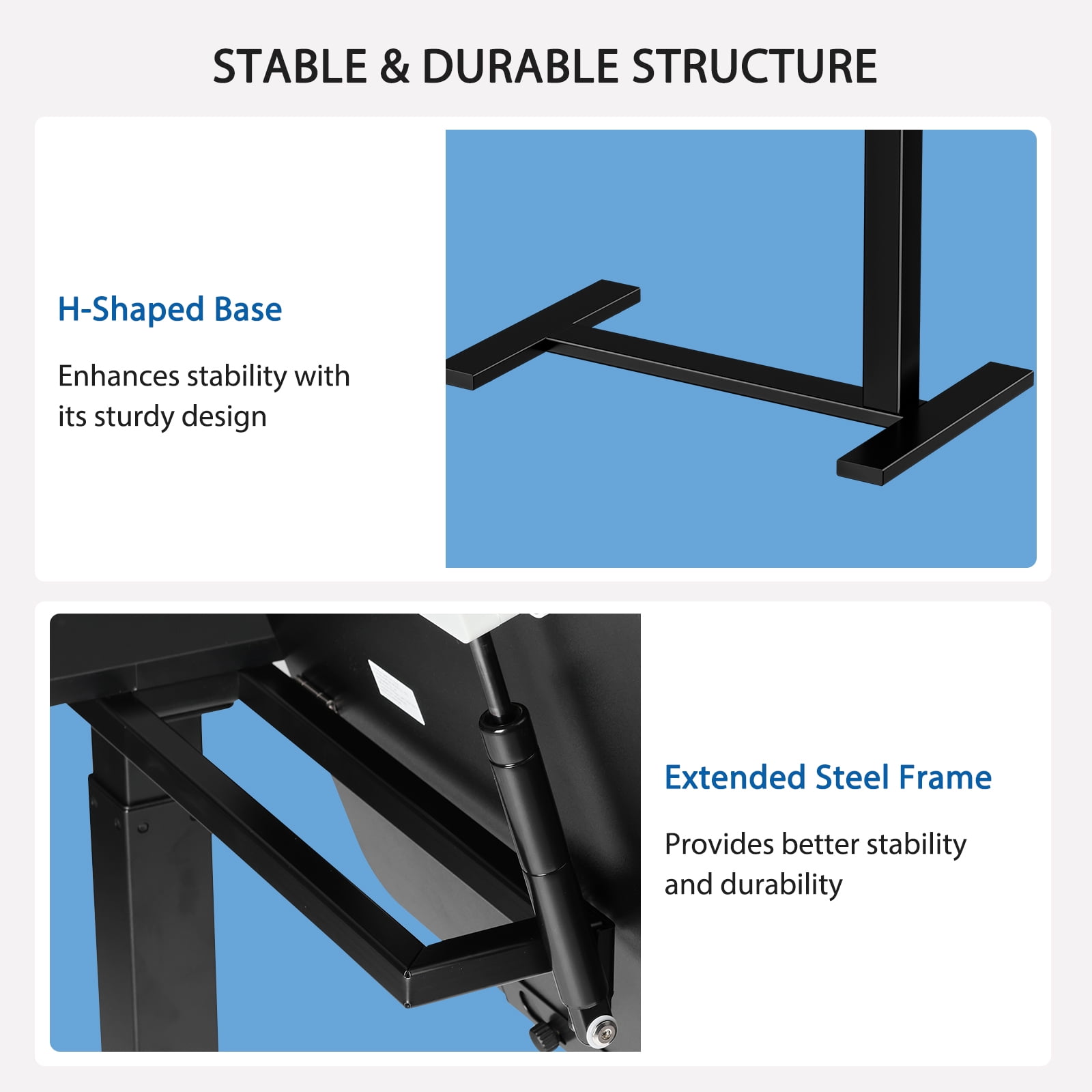 GIANNA Adjustable Overbed Table with Wheels, Mobile Rolling Laptop Desk, Tilting Bedside Table for Laptop, Bed, Sofa, and Office Use, Black