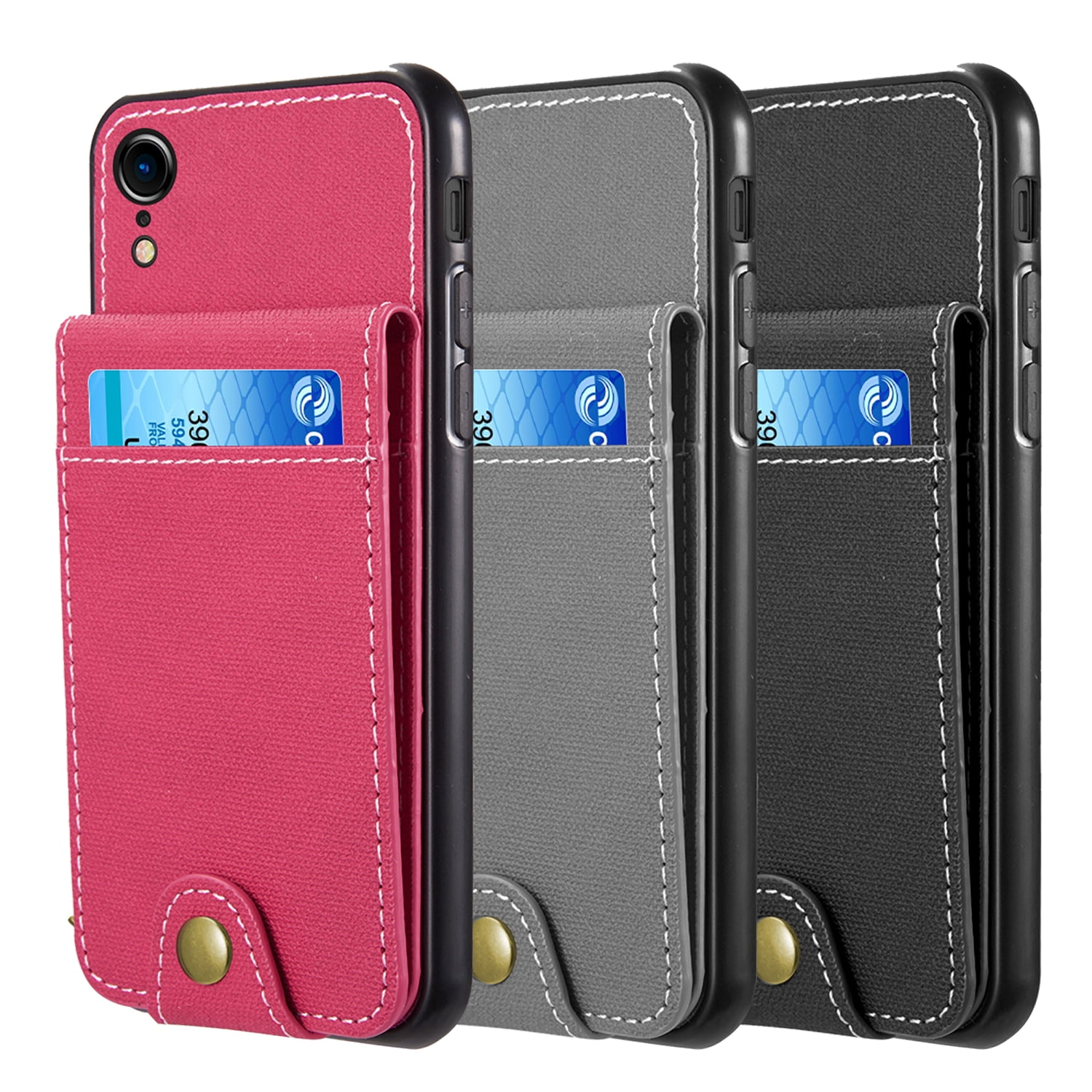 Iphone XR The Saffiano Denim Scratchproof Wallet Card Case