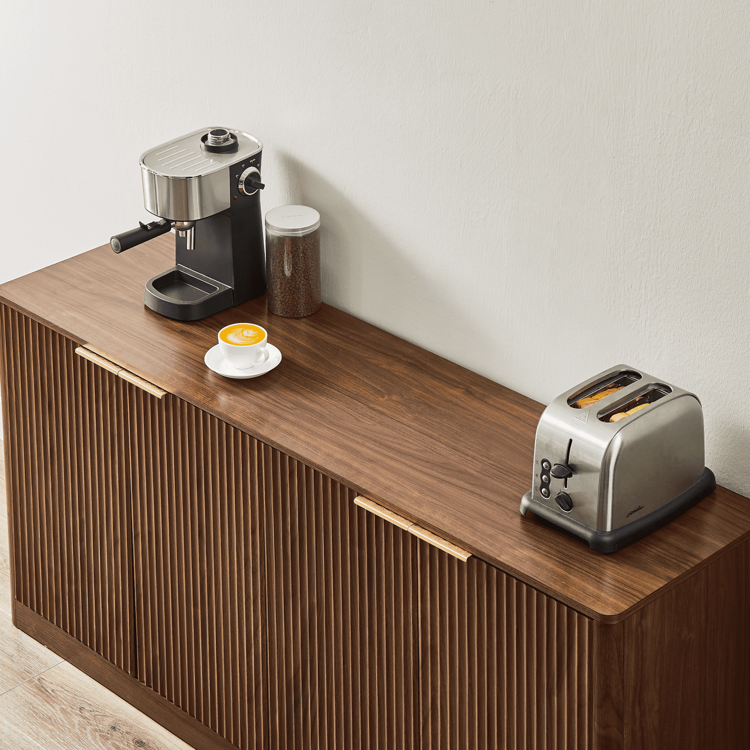 TrumanPick 59" Buffet Cabinet with Storage, Large Credenza with 4 Doors Accent Storage Cabinets Mid Century Modern Sideboard for Living Room Kitchen, Walnut