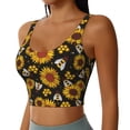 thumbnail image 2 of Fotbe Sunflowers And Bww Pattern Womens' Sports Bra Longline Wirefree Padded with Medium Support Sports Moisture-Wicking Workou Vest,Tank Top-Small, 2 of 9