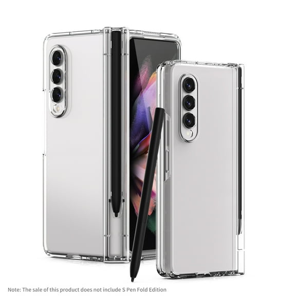 ELEHOLD for Samsung Galaxy Z Fold 3 Slim Rugged Case with Pen Slot Hinge Protection Screen Protector Shockproof Anti-Fingerprint Lightweight Protective Case,Clear