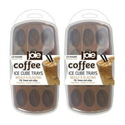 Joie Ice Cube Tray with Lid, Coffee Beans Design, Silicone and BPA-Free Plastic, Makes 12 Ice Cubes, Set of 2