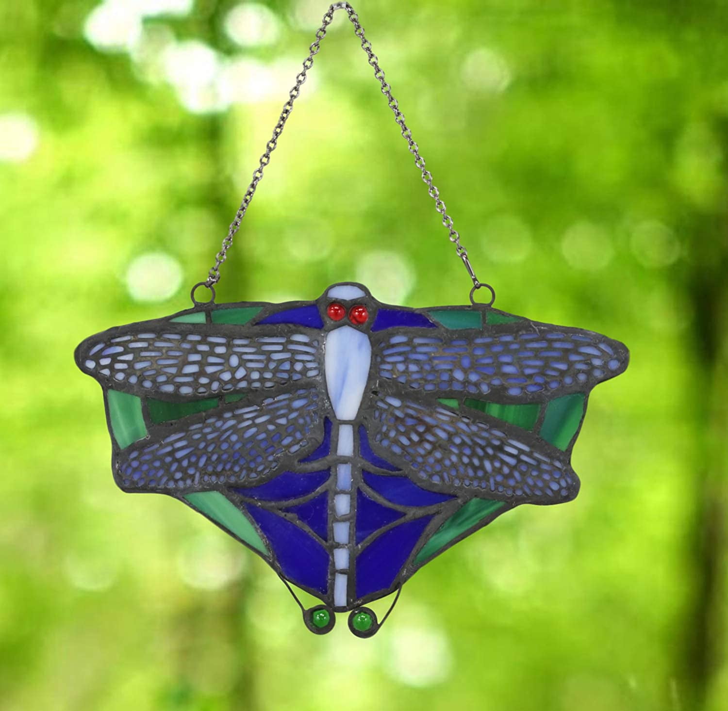 Ebros Tiffany 7.25" W Dragonfly Insect Suncatcher Stained Glass Art