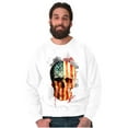 thumbnail image 4 of American Flag Skull Cool Patriotic Plus Size Long Sleeve Graphic Tee Shirt Brisco Brands 2X, 4 of 6