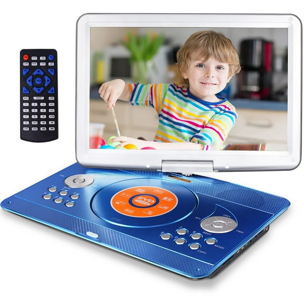 Reproductor de DVD portátil HotHot con pantalla de 16,9", batería de 6 horas, azul