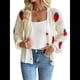 thumbnail image 3 of Blusa de Punto Grueso con Cuello en V y Larga con Bordado de Fresas Kawaii para Mujer Crema L, 3 of 10