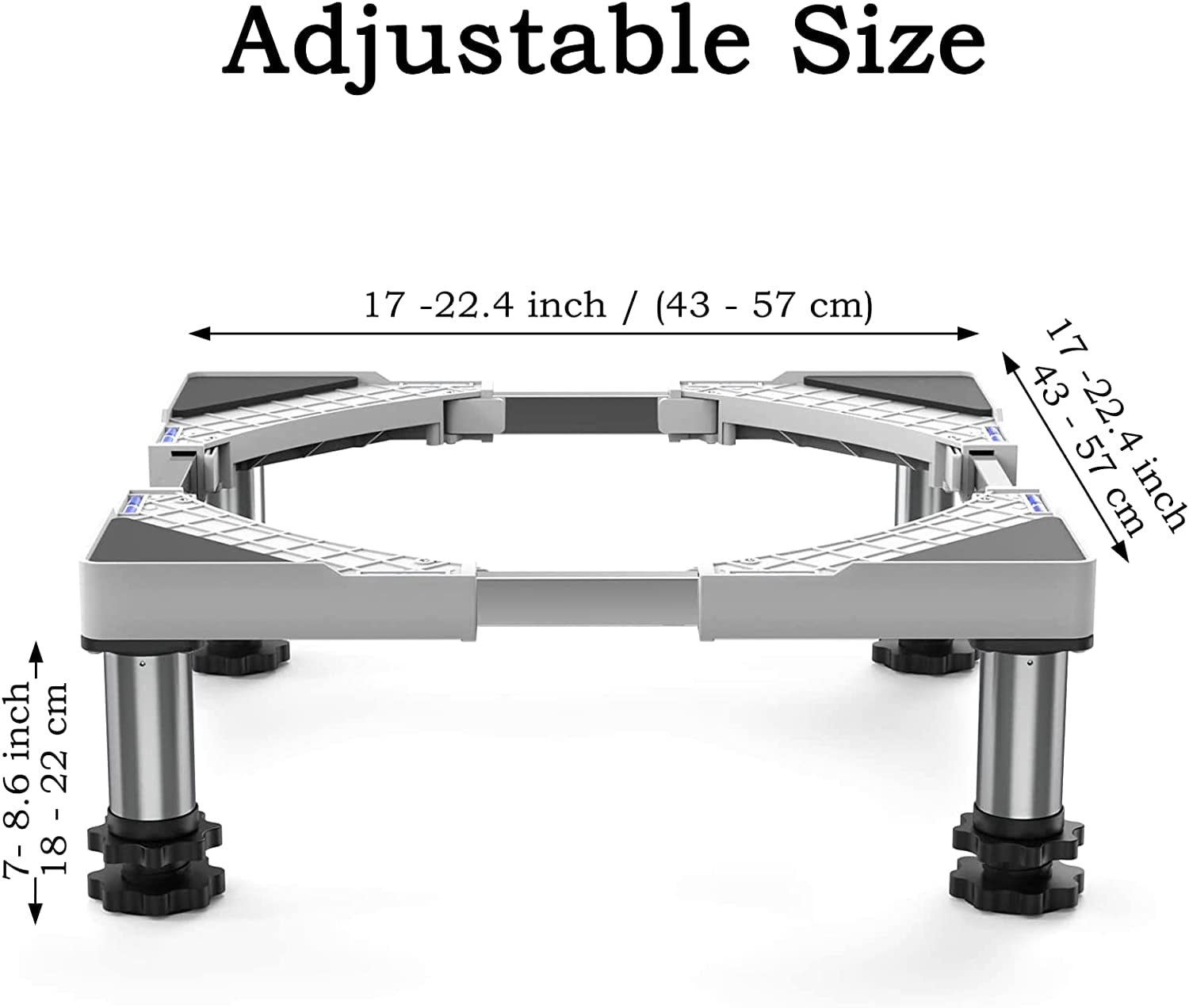 Mini Fridge Stand Washer and Dryer Pedestals Adjustable Stainless Steel Stand for Freezers Washing Appliances Kitchen Silver wu0207