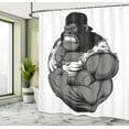 thumbnail image 5 of Ambesonne Cartoon Shower Curtain, Animal Athlete Gorilla, 69"Wx84"L, Black White Grey, 5 of 5