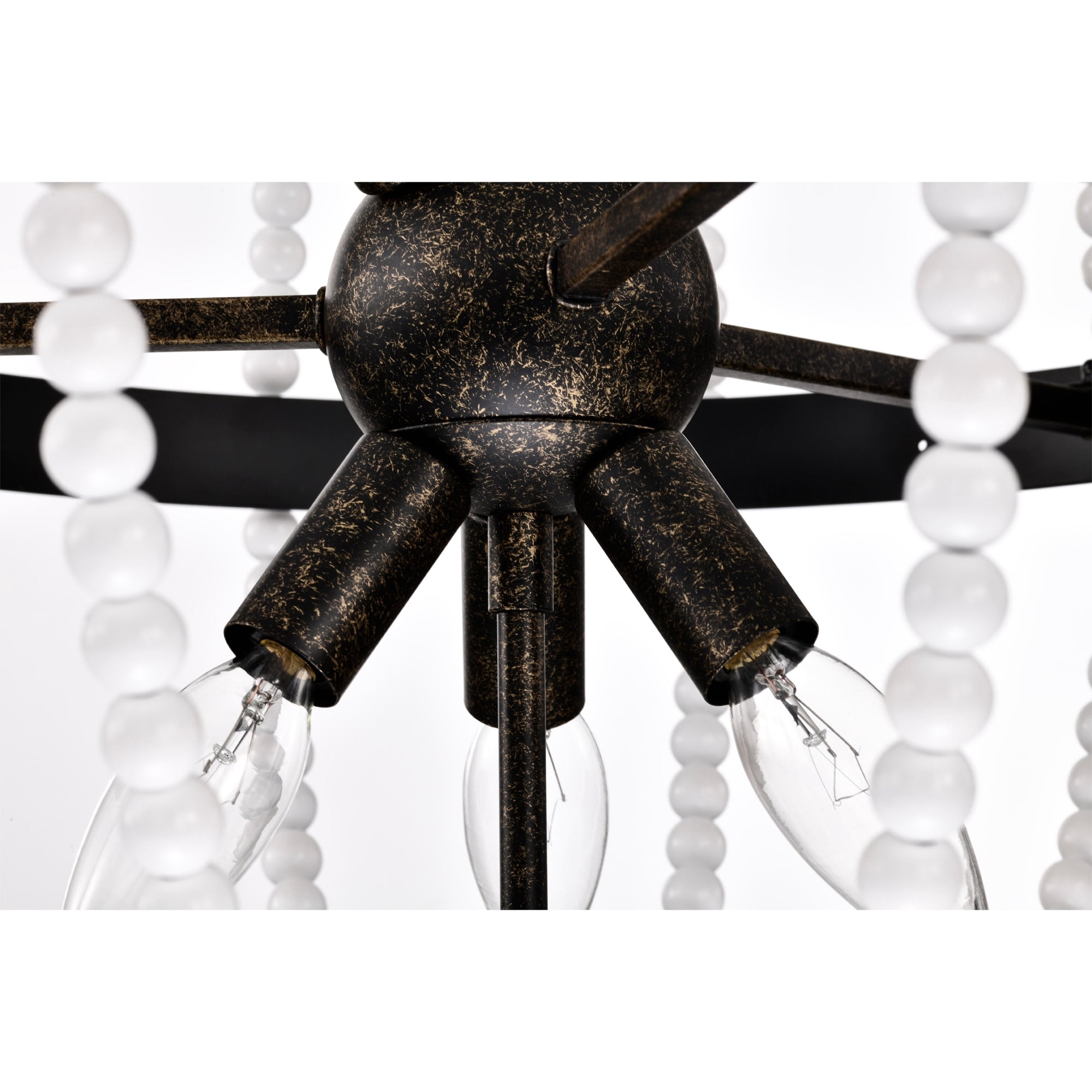 Cary 19 in. 6-Light Indoor White and Rustic Black Finish Chandelier with Light Kit