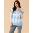 thumbnail image 3 of DARING DIVA Plus Size Contrast Color Sweater Vest Knit Pullover L Blue, 3 of 5