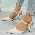 thumbnail image 5 of Viluyesy Womens Heeled Sandals, Pointed Toe Ankle Strap Breathable New Style Wedding Party Dressy Shoes Beige, 5 of 9