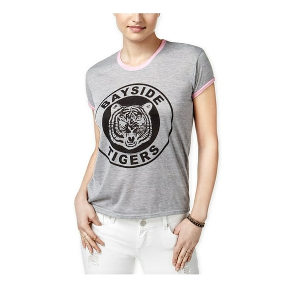 Mighty Fine - Camiseta gráfica para mujer con diseño de ringer de los Bayside Tigers, gris, pequeña