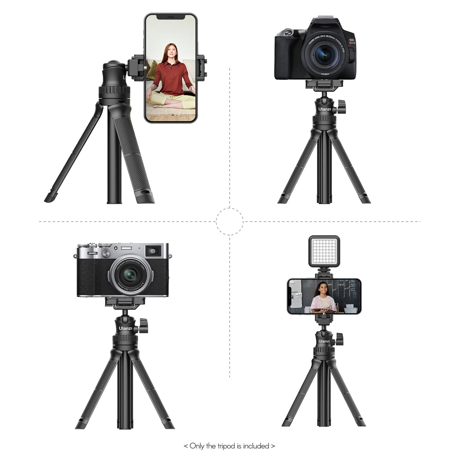 Ulanzi MT-34 Universal 360° Ballhead Phone Clamp Tripod Stand For Phone DSLR