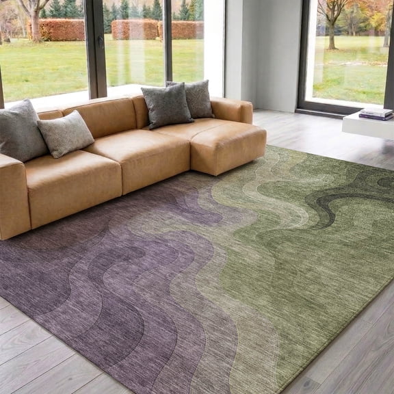 Addison Rugs Mayfield Premium Machine Washable Contemporary Abstract Plum Rectangle Rug, 10' x 14'