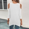 thumbnail image 6 of Kagetolytai Womens Tops 3/4 Sleeve Shirts for Women Solid Color Irregular Hem Open Shoulder T-Shirt for Spring/Summer Casual Basic Tops Pullover Blouse Top Womens Summer Tops, 6 of 6