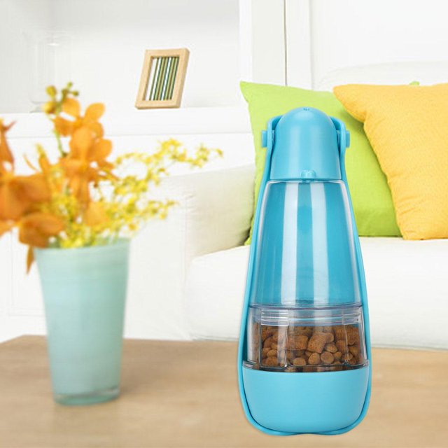 Botella de agua para perro con capacidad de 420ml, bandeja de bolsa de universal antireflujo portátil, para mascotas, taza de Agua comida azul Colco Mascotas beber botella