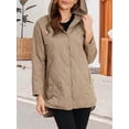 thumbnail image 6 of Long Jackets for Female Fashion Winter Coat for Women Business Casual Diamond Quilted Hooded Khaki M, 6 of 9
