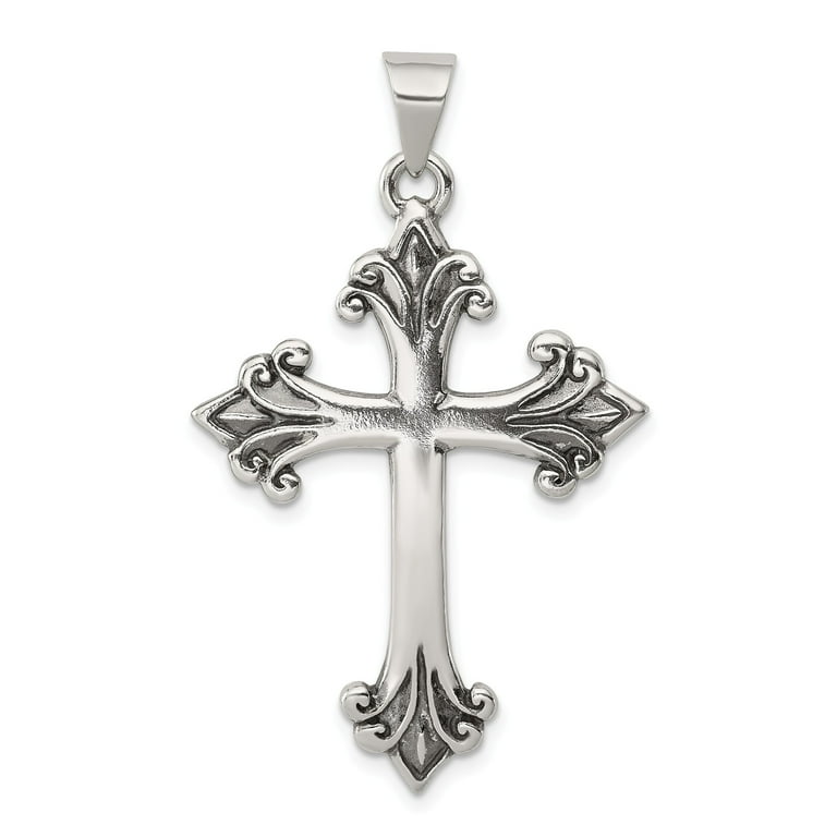 Sterling Silver Fleur De Lis Cross Pendant - Walmart.com