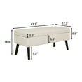 thumbnail image 6 of Hassch 43.3 Inch Upholstered Storage Bench in White PU Leather, Modern Bedroom End of Bed Ottoman with Button Tufted Seat and Solid Wood Legs, for Entryway Hallway Living Room, 6 of 9