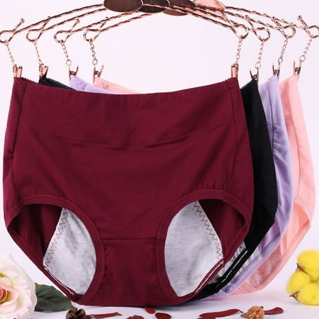 

Plus Size Menstrual Period Underwear for Women Mid Waist Cotton Postpartum Ladies Panties Briefs Girls-4Pack