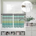thumbnail image 5 of Kitchen Window Curtains Valance and Tier Set, Teal Green Bohemian Geometric Rod Pocket Tier Curtain Valance Set, Abstract Stripe Southwestern Light Filtering Cafe Curtains for Bedroom Living Room, 5 of 9