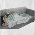 thumbnail image 6 of Love Soft Flannel Fleece Blanket, Monochromatic Design Butterflies Princess Silhouette Style Romantic Woman Gown, Cozy Plush for Indoor and Outdoor Use, 50" x 60", Seafoam and White, by Ambesonne, 6 of 6