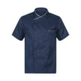 thumbnail image 1 of iefiel Veste de Chef Unisexe pour Femmes Hommes Manches Courtes Veste de Chef Cuisine Uniforme de Restaurant 12Blue L, 1 of 7