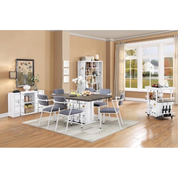 Ergode Dining Chair (Set-2) Gray Fabric & White