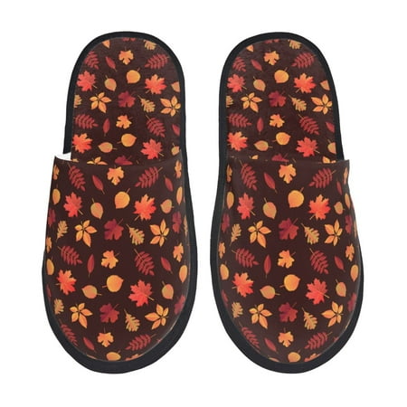 Balery fall Maple leaf Slient Indoor Furry Fleece Comfort House Shoes Soft Non-Slip Home Shoes Cotton slippers House Slippers-- Medium