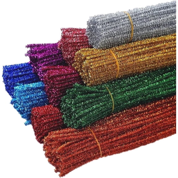 QZS 100Pcs Glitter Pipe Cleaners,11.8In Christmas Pipe Cleaners Pick,10 Colors Project Decoration Supplies for Crafts,Arts,Wedding,Home,Party,Holiday Decoration