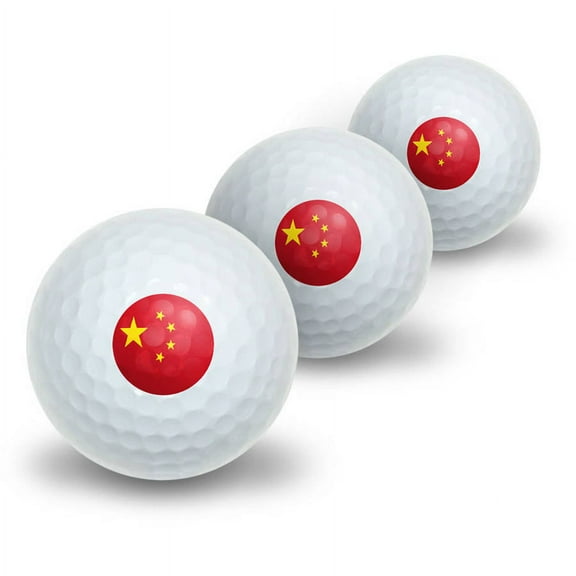 Chinese Flag Novelty Golf Balls, 3pk
