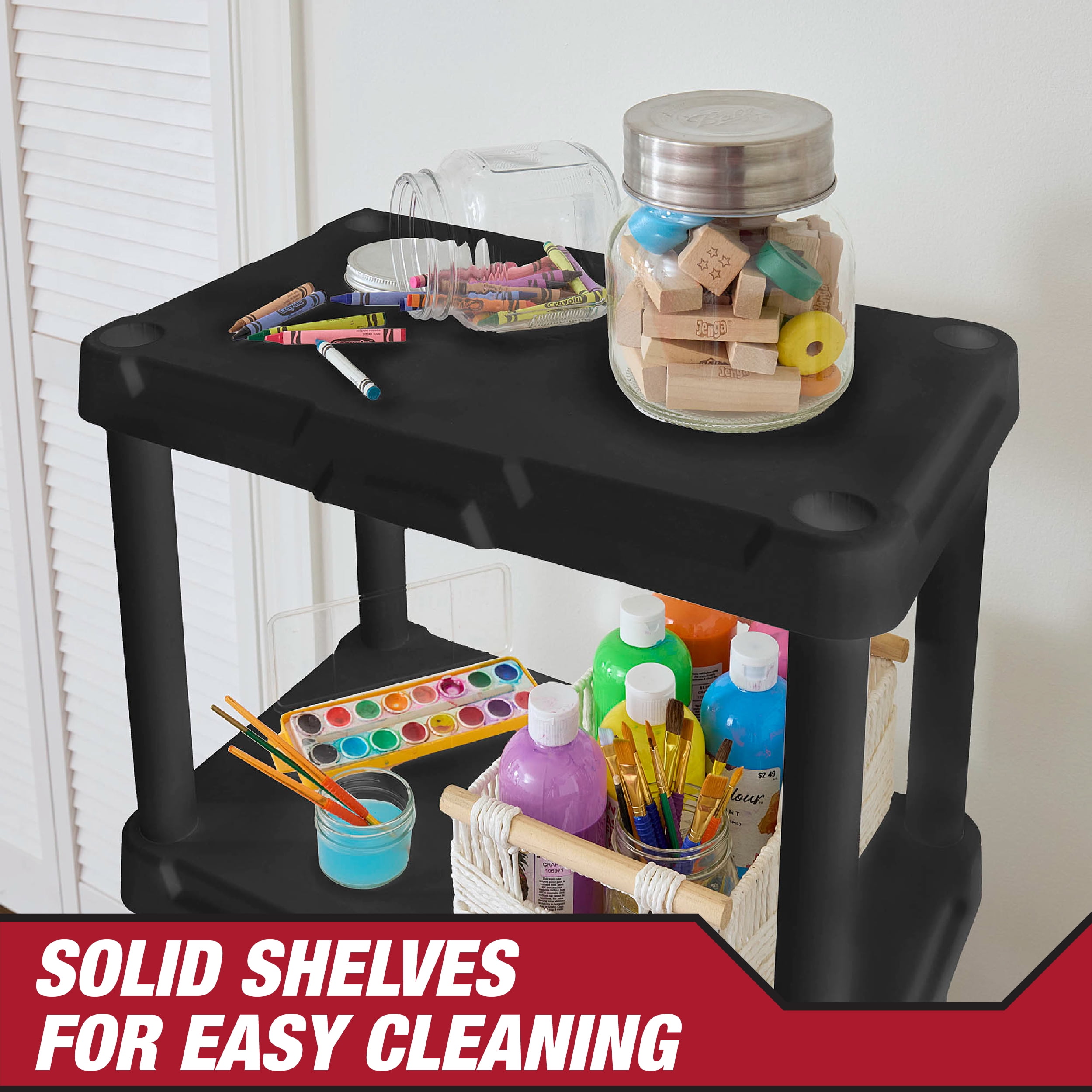 Hyper Tough 4-Shelf Plastic Storage Shelf, Black, 22" W x 14" D x 47" H
