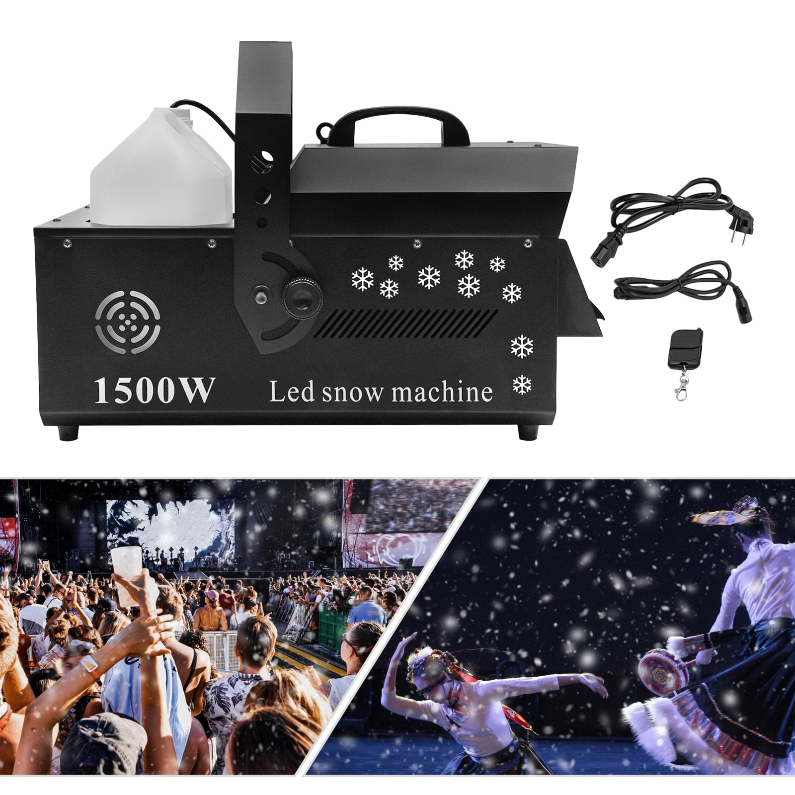 Wildnix LED Snowflake Machine with Multi-functional Stage Effects, 1500W Power, LCD Display, Remote & DMX Control for Amazing Snowfall and Light Shows