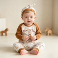 thumbnail image 6 of Karoyedx Baby Boys Winter Outfits Newborn Infant Baby Boys Clothes Set New to the Zoo Romper Bodysuit Pants Hat 3Pcs Outfits Beige Size,12-18 Months, 6 of 9