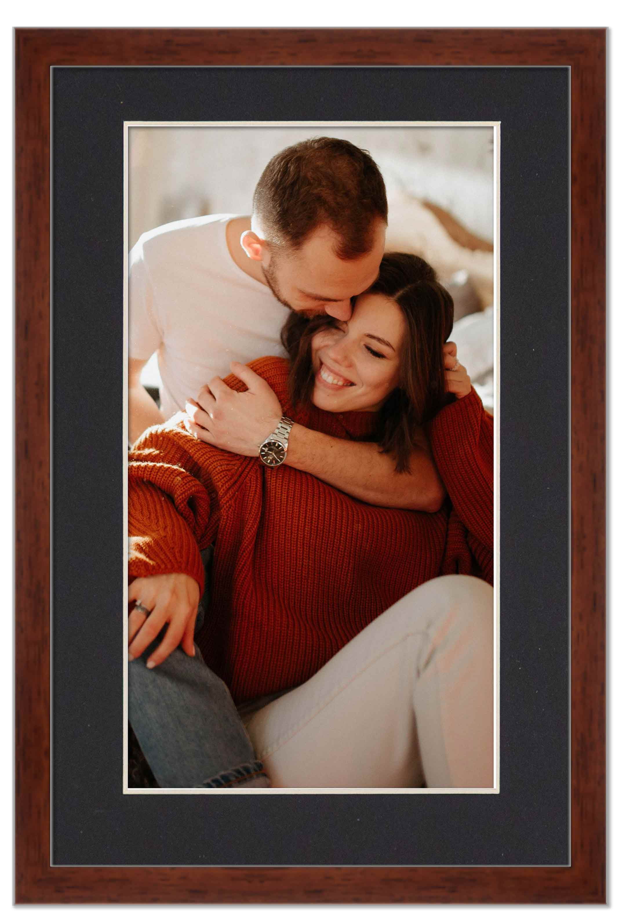 12x18 Frame Walnut With Black Picture Mat For 12x18 Photo - Walnut 18x24 Frame To Display Print or