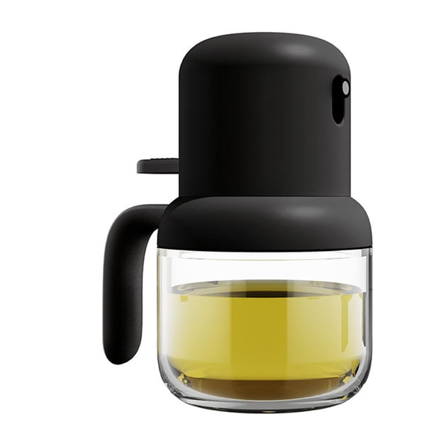 Botella pulverizadora de aceite de oliva de 180 ml, mango ergonómico, cierre hermético, de plástico, de vidrio, a prueba de polvo, para el hogar y la cocina, color negro.