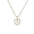 thumbnail image 2 of Women's 18kt Yellow Gold Plated Cubic Zirconia Heart Cross Pendant Necklace, 2 of 5