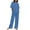 Blue-women's linen outfit sets, variant on Dazajoo Two Piece Linen Sets for Women Summer Crewneck Short Sleeve Tops and High Waist Wide Leg Pants with Pockets Solid Color Loungewear Suits,Beige,M