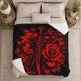 thumbnail image 5 of Red Roses with Dagger on Black, Dramatic Gothic Style for Dark Art Lovers, Crimson Floral Blade Scene and Valentine's Day Gift, Cozy Flannel Blanket for Bedroom and Reading Nook, Home Decor, 5 of 9