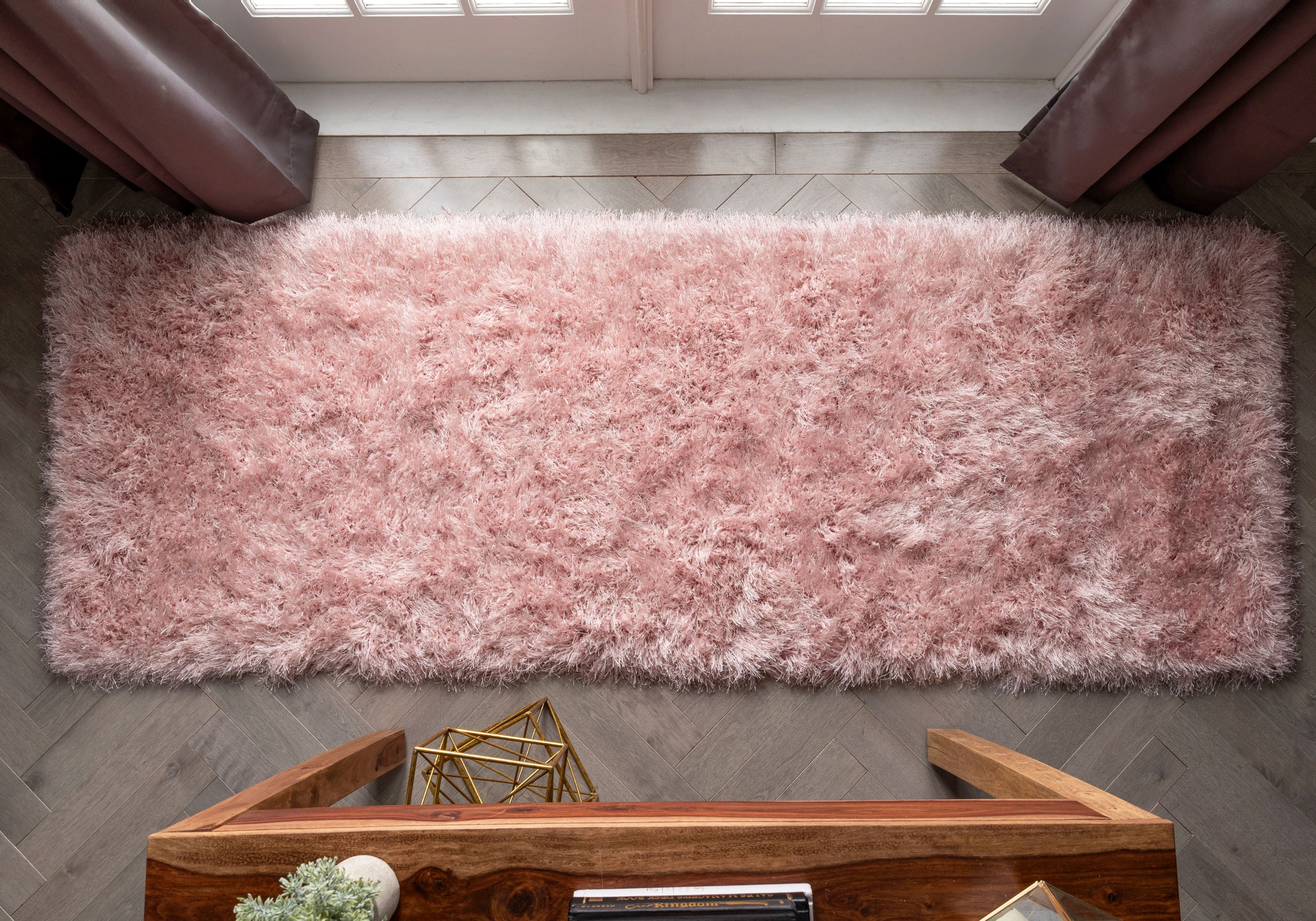 Well Woven Chie Blush Pink Kuki Collection Ultra Soft Two-Tone Long Floppy Pile Runner Rug 2x7 (2'3" x 7'3")