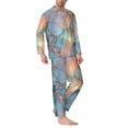 thumbnail image 2 of Sikiie Pastel Abstract Fluid Art Mens Pajama Set, Soft Warm Long Sleeve Sleepwear, Cozy Button-Down Pjs for Men-Small, 2 of 7