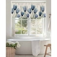 thumbnail image 4 of Blue Tulips Valances for Windows Flowers Minimalist Modern Art Linen Texture Valance Rod Pocket Light Filtering Short Window Treatments Curtains for Kitchen Bathroom Living Room Bedroom, 54 x 18 Inch, 4 of 7