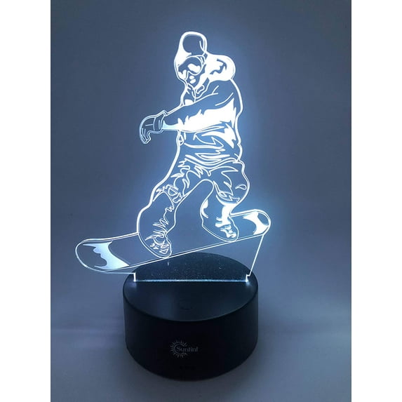 YSITIAN 3D Illusion Multi Colors USB Sleeping Night Light Desk Lamp Room Decoration (Snowboard) YT05-429