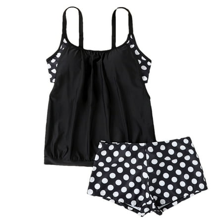 Akafmk Tankini Swimsuits for Women Loose Fitting Printed Swim Tops with High Waisted Boyshorts Two Piece Bathing Suits Comfortable Athletic Swimwear  Sizes S-5XL