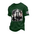 thumbnail image 2 of Never Forget 911 Retro USA Tee for Men and Women with Patriot Day Print and Vintage Green Fabric Featuring 9/11 Memorial Tops for Remembrance Events Church Services Green L, 2 of 5