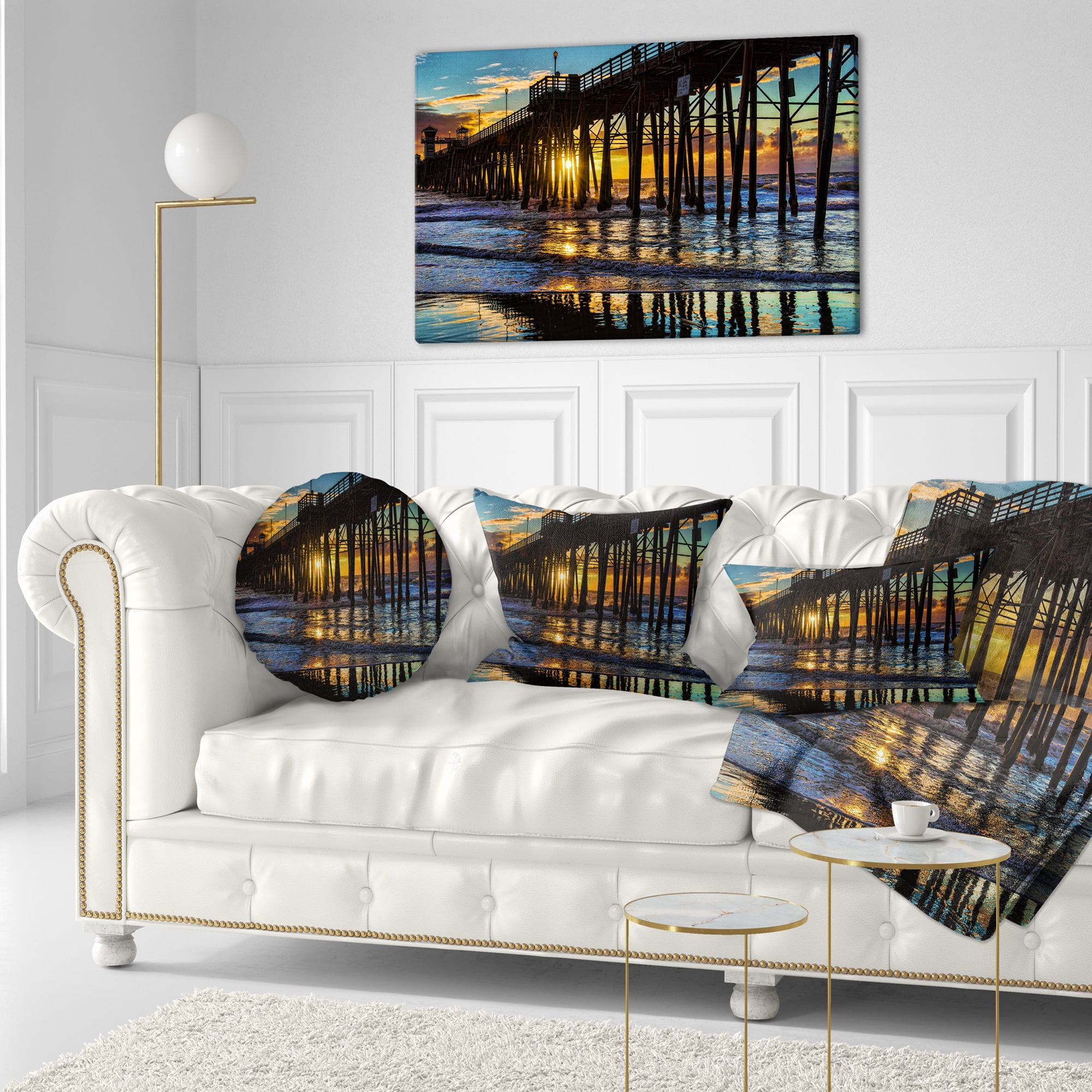 Designart 'Oceanside Pier at Evening ' Landscape Photography Canvas Print