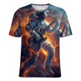 thumbnail image 5 of Astronauts Play Guitar in Space Women's Short Sleeve Tops Casual Blouses T Shirt, 5 of 6