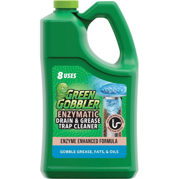 Green Gobbler Enzyme Drain Cleaner | Controls Foul Odors & Breaks Down Grease, Paper, Fat & Oil in Sewer Lines, Septic Tanks & Grease Traps | 1 Gallo