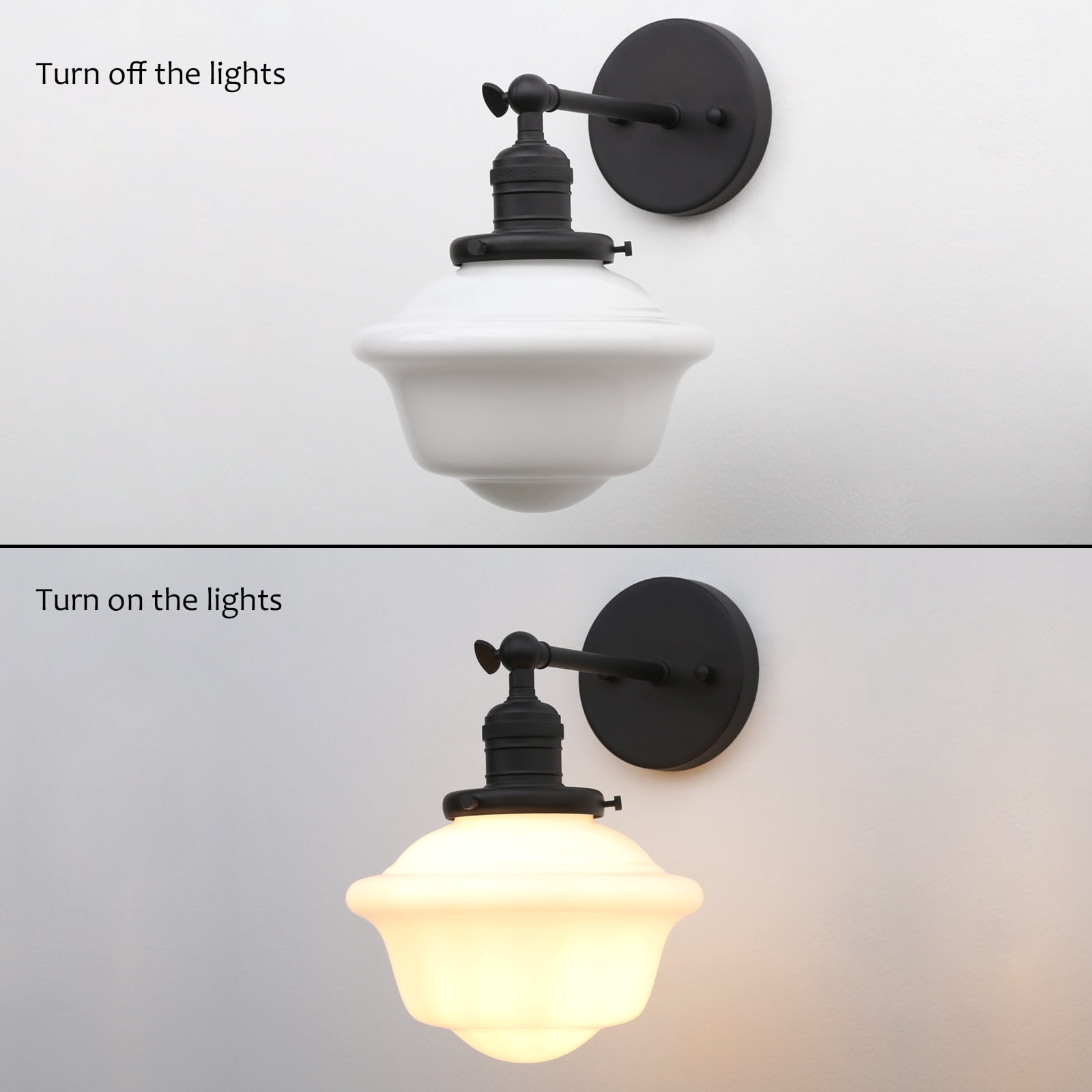 Pathson 1-Light Wall Sconce Milk White Glass Shade Wall Lighting for Living Room Bathroom